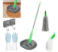 2 in 1 Dehydrated Mop, Dehydrated Mop with 2 Microfibra Replaceable Mop Pads, 360 Degree Spin Round Wall Cleaning Mop, Quick-Drying Microfiber Floor Mop for Hardwood Commercial Household Clean (1Pcs)