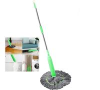 2 In 1 Dehydrated Mop, Self-Wringing Twist Mops for Floor Cleaning, 360 Degree Spin Round Self Wringing Wall Cleaning Mop, Microfibre Flat Mop Wet & Dry for Bathroom Floor Wall, Detachable (1pcs)