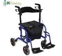 2 in 1 Deluxe Rollator Walking Aid and Transport Transit Mobility Wheelchair