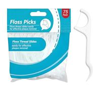 2-in-1 Dental Floss Picks - 75 Count Unflavored Floss and Toothpick Combo for Teeth Cleaning | BPA-Free Dual-End Floss Sticks | Dental Hygiene Tool for Adults & Kids | Shred-Resistant, Plastic Handle