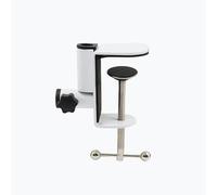 2-in-1 Desktop Fixed Cantilever Bracket, Mic Desktop Accessories White Metal Tabletop Clamp Mobile Phone Stand Mic Mount Clamp- Adjustable Screw
