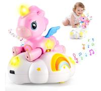2-In-1 Detachable Baby Unicorn Clouds Tummy Time Learning Crawl Toy 3-Stage Infant Sensory Development with Lights Sounds and Music Explore Christmas Birthday Gifts For 6-36 Months+