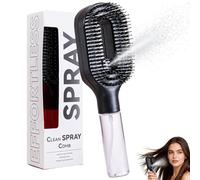 2-in-1 Detangler Hair Brush, With Built-In Mister Spray, Wet & Dry Detangling Brush for Curly, Wavy & Straight Hair | No-Tangle Anti-Frizz Hair Care Brush,Water Reservoir 50ml (Black)