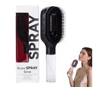 2-in-1 Detangling Brush with Built-In Mist & Wet & Dry, Hair Brush with Water Spray Mister, Portable Sprayer Brushs Styling Tool for Smooth, Frizz-Free Hair, Quick Refresh for Women & Girls (Black)