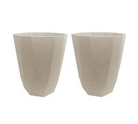 2 in 1 Diamond Design 8L Waste Paper Bin & Plant Pot - Modern Geometric Plastic Rubbish Bin or Decor Indoor Outdoor Planter for Bathroom, Bedroom, Office, Living Room & Balcony (2 x Beige)