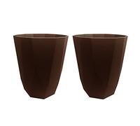 2 in 1 Diamond Design 8L Waste Paper Bin & Plant Pot - Modern Geometric Plastic Rubbish Bin or Decor Indoor Outdoor Planter for Bathroom, Bedroom, Office, Living Room & Balcony (2 x Brown)