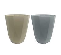 2 in 1 Diamond Design 8L Waste Paper Bin & Plant Pot - Modern Geometric Plastic Rubbish Bin or Decor Indoor Outdoor Planter for Bathroom, Bedroom, Office, Living Room & Balcony (Mirror Grey + Grey)