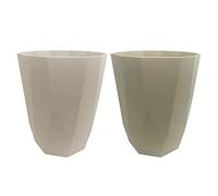 2 in 1 Diamond Design 8L Waste Paper Bin & Plant Pot - Modern Geometric Plastic Rubbish Bin or Decor Indoor Outdoor Planter for Bathroom, Bedroom, Office, Living Room & Balcony (Beige + Mirror Grey)