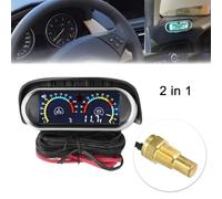 2 In 1 Digital Lcd Car Water Temperature Gauge and Voltmeter with 12V 24V Dc Sunshield Display For Most Vehicles