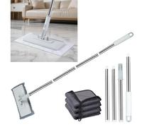 2 in 1 Disposable Dust Mop Magic with Squeegee & 3 Streak Free Magic Cleaning Cloth, 360° Rotating Snap Grip Mini Mop with Automatic Cloth Changing, Window Cleaning Kit for Window Glass Wall Floor