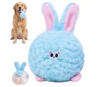2 in 1 Dog Balls Plush Layer With Squeaky Spiky Ball Inside, Interactive Dog Ball High Bounce TPR Spike for Teeth Cleaning Boredom, Indoor & Outdoor Fetch Play for Small, Medium(3.6" BlueRabbit)
