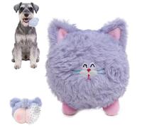 2 in 1 Dog Balls Plush Layer With Squeaky Spiky Ball Inside, Interactive Dog Ball High Bounce TPR Spike for Teeth Cleaning Boredom, Indoor & Outdoor Fetch Play for Small, Medium Dogs(2.8" Grey Cat)