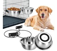 2-in-1 Dog Bowl, ShineMe 2 Pack 7 Cup Kennel Bowls Mountable & Floor Use with Non-Slip Base for Large and Medium Dogs, 56oz Pet Food/Water Bowl