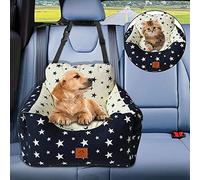2 in 1 Dog Car Seat Washable and Stain Resistant Pet Booster Seat for Small and Medium Dogs Cats Super Soft PP Cotton Travel Safety Pet Car Seat with Storage Bag and Harness Strap (Navy Star)
