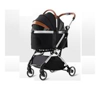 2-in-1 Dog & Cat Stroller - Lightweight Aluminum, Foldable & Compact, Removable Bag & Storage Basket - Perfect for Travel, Urban Walks - Max 15 kg - Stylish Black