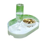 2 In 1 Dog Feeder Raised For Food Water Bowl Ceramic Waterer No-Spill Large Capacity