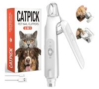 2-in-1 Dog Nail Clippers & Cat Nail Clippers Trimmers for Large Medium Small Dogs Cats Claw Trimmer Quick Sensor and Safety Guard USB Rechargeable with 2 LED Lights Dogs Nail Trimmer (White)