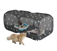 2-in-1 Dog Playpen 58''Pop Up Cat Pet Playpen, Assembly-Free Indoor Outdoor Kitten Enclosure, Breathable Cat Cage Portable Puppy Tent Crates Kennel for Small Animals(No Divider, Unified Space)