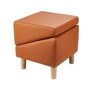 2-in-1 Dog Ramp Ottoman, Foldable Dog Step Stool with Removable Non-Slip Pad, Faux Leather Pet Stair for Young, Injured, and Elderly Pets(Orange)