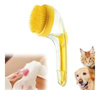 2-In-1 Dog Shampoo Brushs, Soft Silicone Dog Bath Brushes, Pet Baths Brush for Dogs, Dogs Washing Brushs with Soap Dispenser, Pets Bubble Brush, Pets Shower Cleaning Brushes, for Dog Cat (yellow)