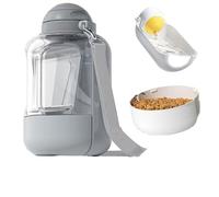 2 in 1 Dog Water Bottle & Food Container for Golden Retriever, Large Capacity Leak-Proof Pet Travel Water Dispenser with Built-in Bowl, Portable Large Breed Dog Water Bottle for Walking gray