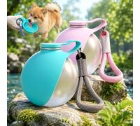 2 In 1 Dog Water Bottle, Portable Stainless Steel Dog Water Bottle For Walking 285ml, Leak Proof & Compact & Silicone Bowl Dog Travel Water Bottle, Feeding & Watering Supplies For Walk (Pink)