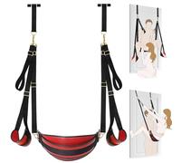 2-in-1 Door Swing BDSM Bondage Set with PU Leather Seat, Adjustable Straps, Hardware Buckles, 500 lb Capacity for Couples