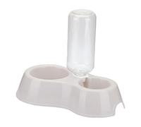 2 In 1 Double Cats Dogs Bowls Automatic Waterer Bottle Drinker Dish Feeder Water And Food Bowl Set For Watering Rabbit Kitty Blue Gray Gree ByT119 (C, 28x6x15cm)