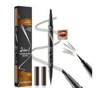 2-IN-1 Double-Ended Liquid Eyebrow Pen with 4-Tip Head & Precision Brush - Ultra-Precise Dark Brown Waterproof Brow Tint For All-Day Wear, Smudge-Proof, Natural Hair-Like Strokes