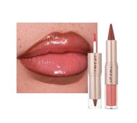 2-in-1 Double-Ended Matte Lip Liner & Lip Gloss Set, Long-Lasting, Smooth Plumping Lipliner & High-Pigment Moisturizing Pink Lipgloss for Defined & Glossy Looks