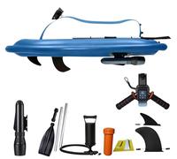 2 in 1 Double Inflatable Electric Underwater Jet Boat with Scooter,500w Foldable Electric Motor Jet Boat,9 Gear Speeds Underwater Scooter Jet Ski,w/Remote 485lb Capacity(White+blue,16000mAh)