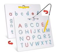 2-in-1 Double Sided Magnetic Alphabet Edition, Magnetic Alphabet Tracing Board, ABC Letters Practicing Board, Alphabet Magnets Tracing Board, Montessori Educational Learning Toy for Kids (A)