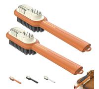 2 in 1 Double-Sided Scrub Suede Shoe Brush 2PCS, Suede Shoe Brush and Eraser, Soft Bristle Brush,Multifunctional Long Handle Suede, Nubuck Brush for Suedes Leather Boots (C, 2PCS)