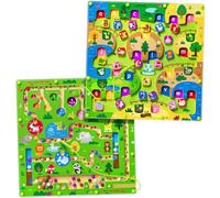 2 in 1 Double-sided Wooden Magnetic Color and Number Zoo Maze for Kids | Alphabet Counting Puzzle Board Preschool Learning Montessori Toys Birthday Gift for Boys Girls Aged 3-5(Big Zoo, One Size)