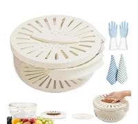 2 in 1 Drainer, 2 in 1 Drainer and Strainer, Ultimate Drainer with Lid and Collapsible Handle, Multifunction Drainer Bowl, for Rinsing Straining Vegetable Washing Fruit (1Pcs White)