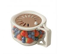 2-in-1 Draining and Preservation Basket Berry Container with Strainer Lid Produce Washer and Lettuce Keeper for Fridge Storage Fruit and Vegetable Washing Bowl (Brown,1 pcs)