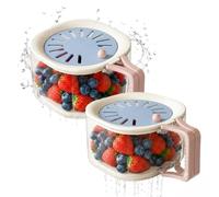 2-in-1 Draining and Preservation Basket Berry Container with Strainer Lid Produce Washer and Lettuce Keeper for Fridge Storage Fruit and Vegetable Washing Bowl (Blue,2 pcs)