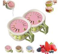 2-in-1 Draining and Preservation Basket, Fruit Vegetable Washing Bowl with Strainer & Lid, Foldable Handle Lettuce Keeper for Kitchen Fridge Outdoor Picnic Camping (Pink-2pcs)