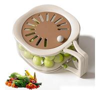 2-in-1 Draining and Preservation Basket, Multifunctional Fruit and Vegetable Washing Bowl with Strainer Lid and Foldable Handle, Fruit Storage Containers for Fridge (Brown)