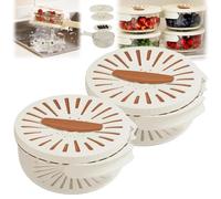 2-in-1 Draining and Preservation Basket: Simplify Washing & Storing, Multifunctional Kitchen Fruit Washing Bowl with Strainer with Lid & Foldable Handle for Washing Fruits (2pcs*Brown,S(3.27 * 6.1))