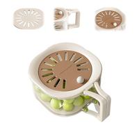 2 in 1 Draining Basket with Lid, 2025 New Washing Bowl with Hidden Handle, Drain Tray Keeps Food Fresh, Stackable Storage Container for Fruits Vegetables Kitchen (Coffee)