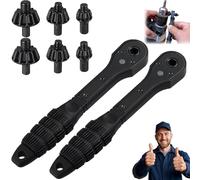 2 in 1 Drill Chuck Ratchet Spanner, Drill Chuck Ratchet, 2-in-1 Ratchet Drill Chuck Key Wrench,Double Head Chuck Key Replacement Tool, Multi-Function Clamping for Electric Drills Power Tools(2Set)