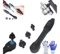 2 in 1 Drill Chuck Ratchet Spanner,Universal Ratchet Chuck Key Wrench,Quick Change Adapter Spanner,Labor Saving Double Head Chuck Key Replacement Tool for Drill and Power Tools