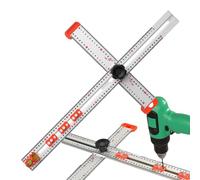 2-in-1 Drilling Positioning Ruler, Marking Gauge Woodwork, Multi Angle Measuring Ruler Angleizer, Cabinet Hardware Jig Tool, Adjustable Aluminum Alloy Scriber Drawing T-ruler
