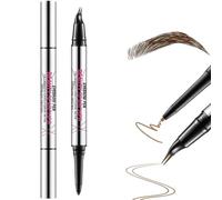 2-in-1 Dual-Ended Brow Pen, Curved Microblading Eyebrow Pen with 2 Fork-Tip, Last All-Day & Waterproof Cream Tip Brow Pencil, Outlining & Filling Liquid Eyebrow Dye Pencil for Women (#03 Dark Brown)