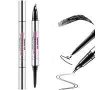 2-in-1 Dual-Ended Brow Pen, Curved Microblading Eyebrow Pen with 2 Fork-Tip, Last All-Day & Waterproof Cream Tip Brow Pencil, Outlining & Filling Liquid Eyebrow Dye Pencil for Women (#05 Black)