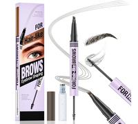 2-in-1 Dual-Ended Eyebrow Pen, for Women with 4-Fork-Tip & Ultra Precise Brush-Tip Create Natural Hair-Like Brows, Waterproof Sweat-proof Non-halos Dyes (Black Brown)