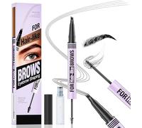 2-in-1 Dual-Ended Eyebrow Pen, Waterproof Eye Brow Pen, for Women with 4-Fork-Tip & Ultra Precise Brush-Tip Create Natural Hair-Like Brows (Black)