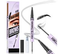 2-In-1 Dual-Ended Eyebrow Pen, Waterproof Eye Brow Pencil, Microblading Brow Pencils For Women With 4-Fork-Tip & Ultra Precise Brush-Tip Create Natural Hair-Like Brows, Last All Day (Black)