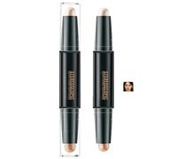 2-in-1 Dual-Ended Highlight & Contour Stick - Brightening Waterproof Sculpting Makeup for Fair Skin, Nose Contour, Jawline & Cheekbones, Lightweight Natural Glow (02#Soft Ivory + Latte Brown)